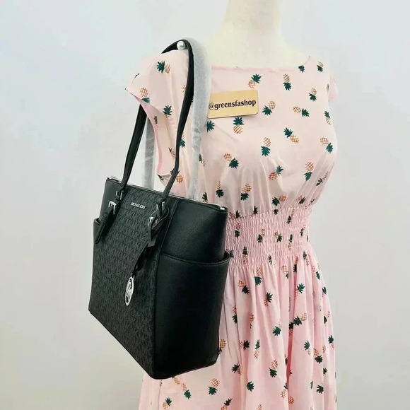 Michael Kors Charlotte Top Zip Tote shoulder bag black signature - Picture 9 of 9